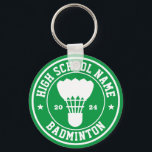 Badminton Player and Coach Personalised Sports Key Ring<br><div class="desc">Personalised sports gifts and merchandise for school sports team. All texts are editable to fit your occasion. Background colour is editable using the design tool. Perfect souvenir for school coach and graduating seniors who are also great athletes.</div>
