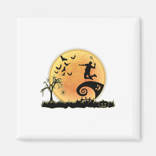 Badminton Player And Moon Silhouette Halloween Cos Magnet