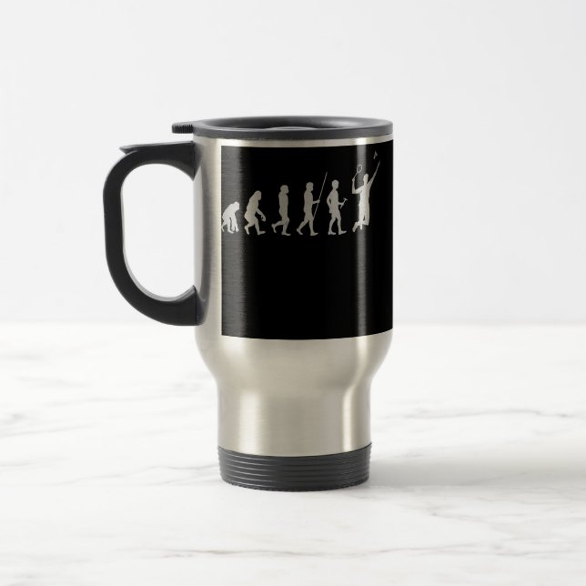 Badminton Player Birdie Shuttlecock Smash  Travel Mug (Left)