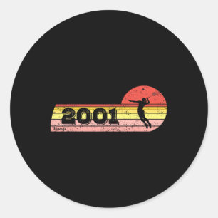 Badminton-player Born 2001 Birthday Vintage Women Classic Round Sticker
