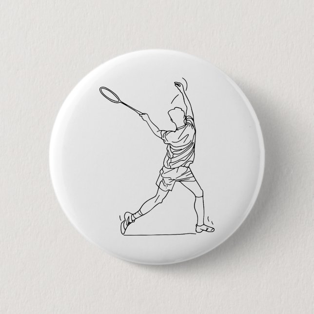 Badminton Player Drawing Shuttle Game For Boys  6 Cm Round Badge (Front)