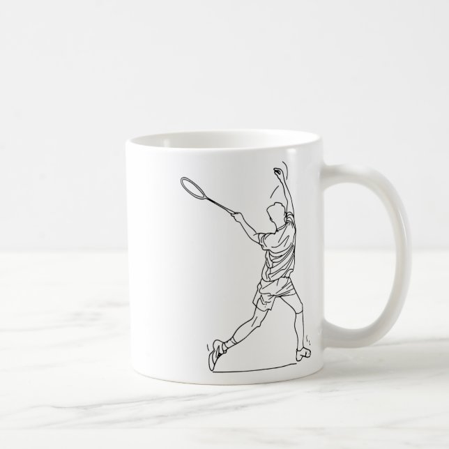 Badminton Player Drawing Shuttle Game For Boys  Coffee Mug (Right)