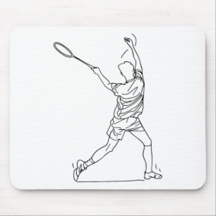 Badminton Player Drawing Shuttle Game For Boys Mouse Pad