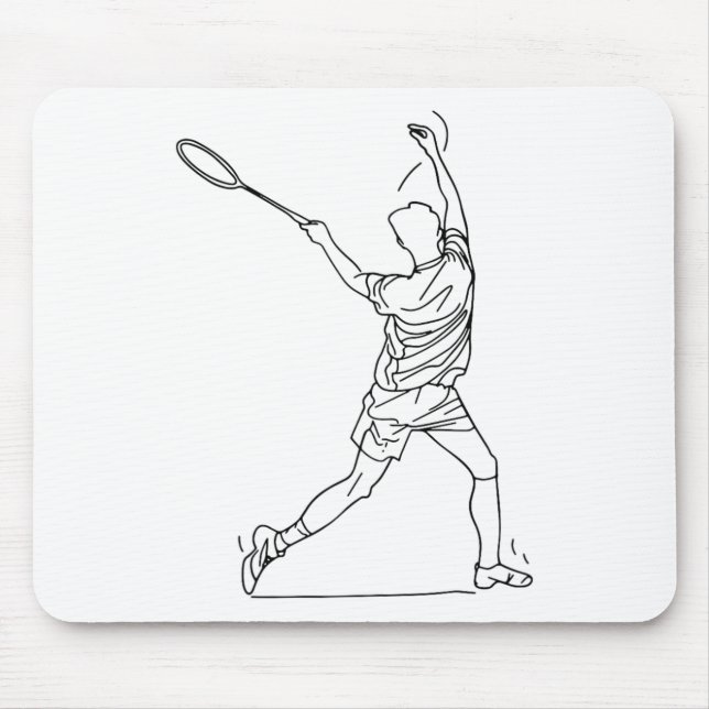 Badminton Player Drawing Shuttle Game For Boys  Mouse Pad (Front)