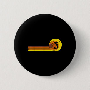 Badminton-player Game Shuttle 70s Year Vintage Bad 6 Cm Round Badge