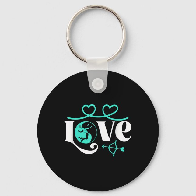 Badminton-player Game Shuttle Yin-yang-love Badmin Key Ring (Front)