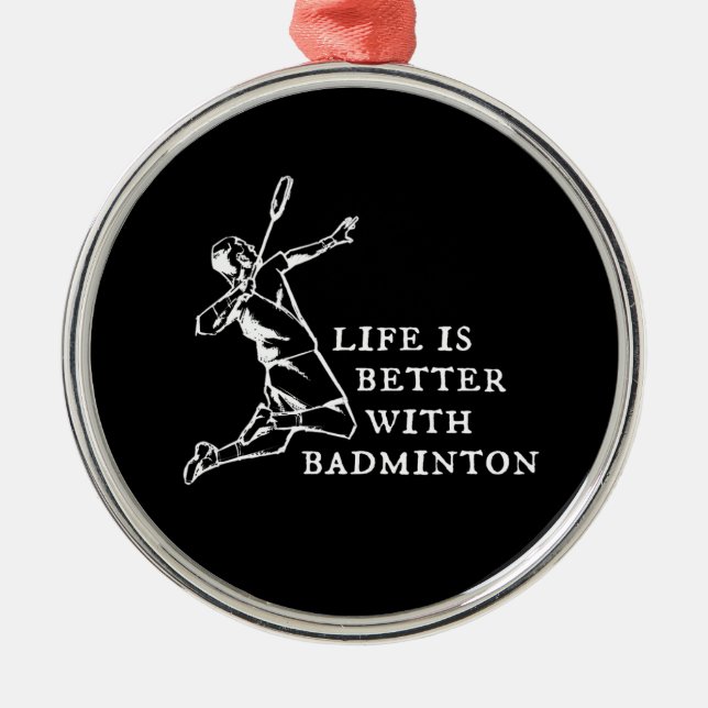 Badminton Player Gifts Metal Tree Decoration (Front)