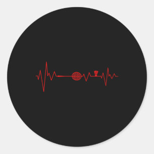 Badminton Player Heartbeat Racket Shuttle Sports  Classic Round Sticker