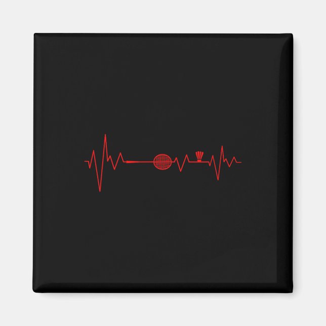 Badminton Player Heartbeat Racket Shuttle Sports  Magnet (Front)