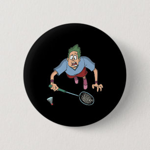 Badminton Player Jumping 6 Cm Round Badge
