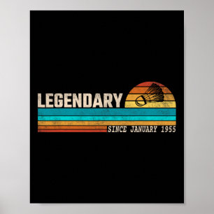 Badminton Player Legend Since January 1955 Birthda Poster