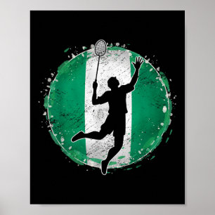 Badminton Player Nigeria Nigerian Flag Nigeria Poster