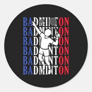 Badminton Player Players Coach Fans Boys Man Retro Classic Round Sticker