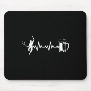 Badminton Player Racket - Heartbeat Ekg Badminton  Mouse Pad