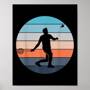Badminton Player Racquet Sport Shuttle Retro Vinta Poster