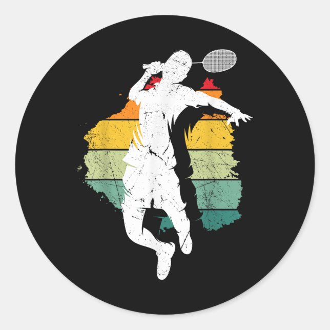 Badminton Player Retro Badminton Team Shuttle Play Classic Round Sticker (Front)