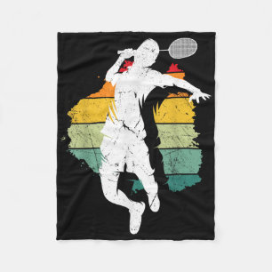 Badminton Player Retro Badminton Team Shuttle Play Fleece Blanket