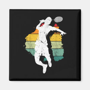 Badminton Player Retro Badminton Team Shuttle Play Magnet