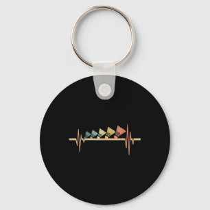 Badminton Player Retro Heartbeat - Badminton Sport Key Ring