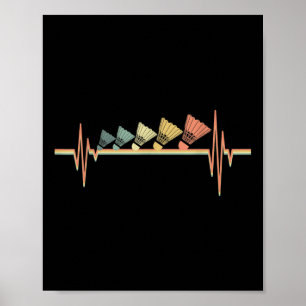 Badminton Player Retro Heartbeat - Badminton Sport Poster