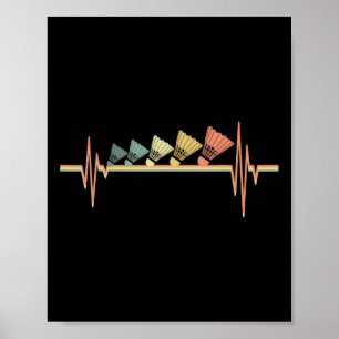 Badminton Player Retro Heartbeat - Badminton Sport Poster