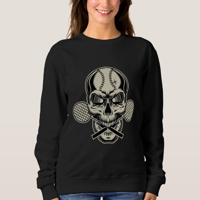 Badminton Player Retro Skull Skeleton Shuttlecock  Sweatshirt (Front)