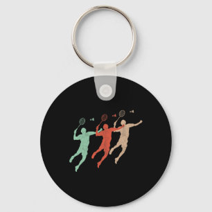 Badminton Player Retro Smash Shuttle Vintage Badmi Key Ring