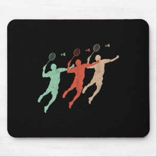Badminton Player Retro Smash Shuttle Vintage Badmi Mouse Pad