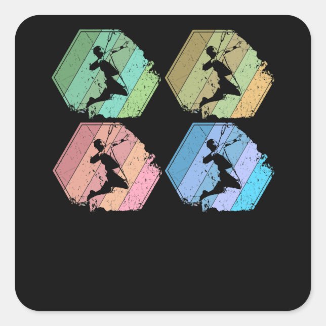 Badminton Player Retro Square Sticker (Front)