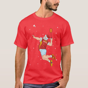 Badminton Player Santa Claus Sport Christmas frien T-Shirt