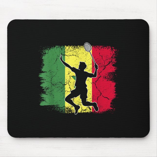 Badminton Player Senegalese Flag Senegal  Mouse Pad (Front)