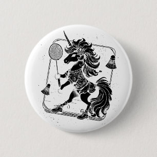 Badminton Player Shuttle 6 Cm Round Badge
