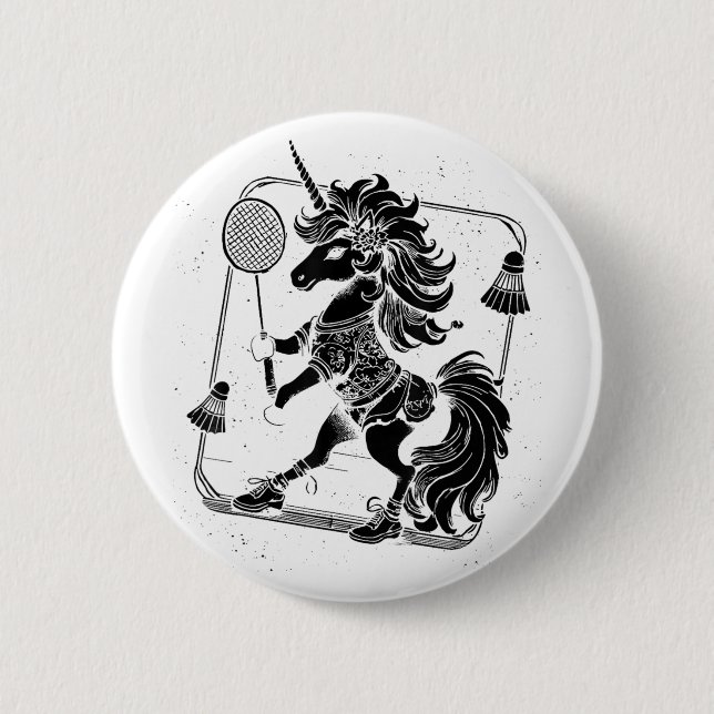 Badminton Player Shuttle  6 Cm Round Badge (Front)