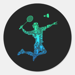 Badminton Player Shuttle Boys Kids Men Youth Classic Round Sticker