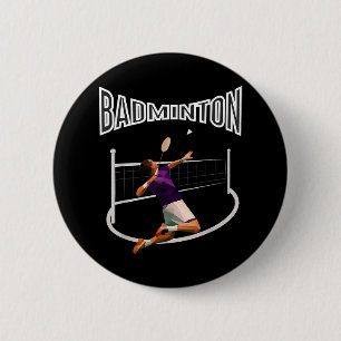 Badminton Player Shuttle Boys Men Youth  6 Cm Round Badge