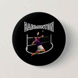Badminton Player Shuttle Boys Men Youth  6 Cm Round Badge