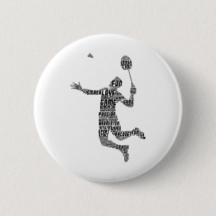Badminton Player Shuttle Boys Youth Men 6 Cm Round Badge