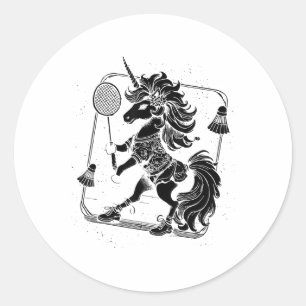 Badminton Player Shuttle Classic Round Sticker