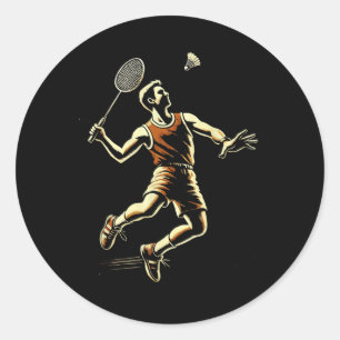 Badminton Player Shuttle  Classic Round Sticker