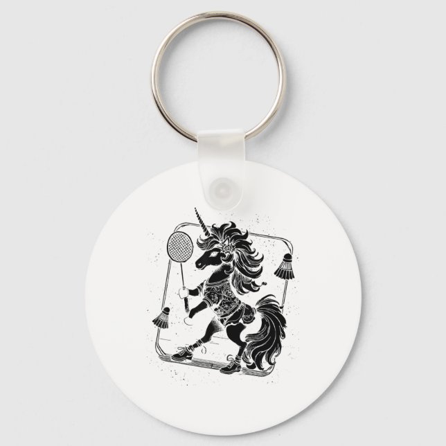 Badminton Player Shuttle  Key Ring (Front)