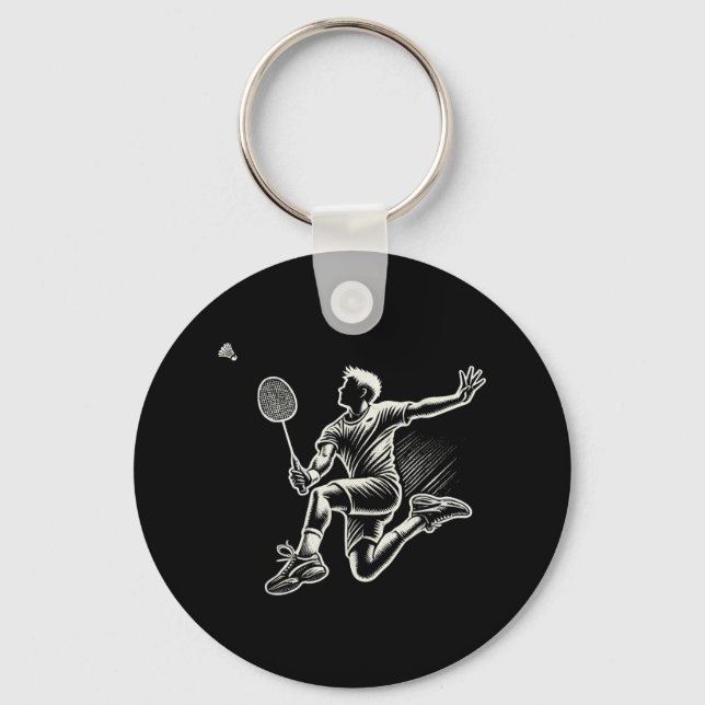 Badminton Player Shuttle  Key Ring (Front)