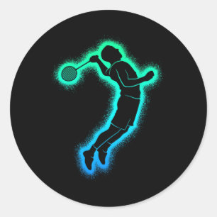 Badminton Player Shuttle Kids Men Badminton Boys  Classic Round Sticker