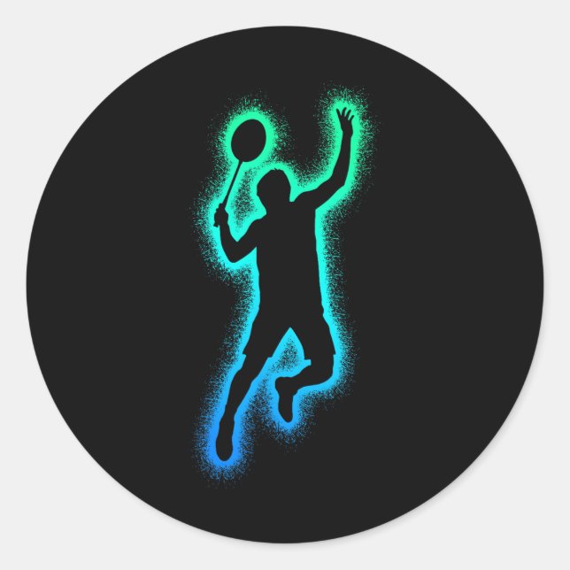 Badminton Player Shuttle Men Boys Badminton  Classic Round Sticker (Front)