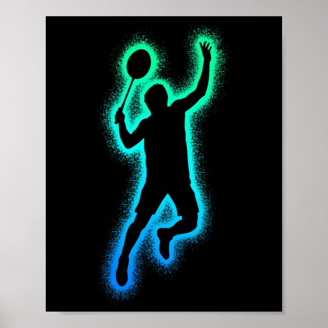 Badminton Player Shuttle Men Boys Badminton  Poster (Front)