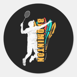 Badminton Player _ Shuttle Racket _ Badminton Classic Round Sticker