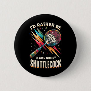 Badminton Player Shuttle Racket Badmintoner  6 Cm Round Badge