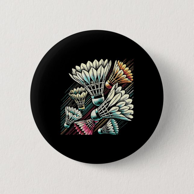 Badminton Player Shuttle Vibrant Design  6 Cm Round Badge (Front)