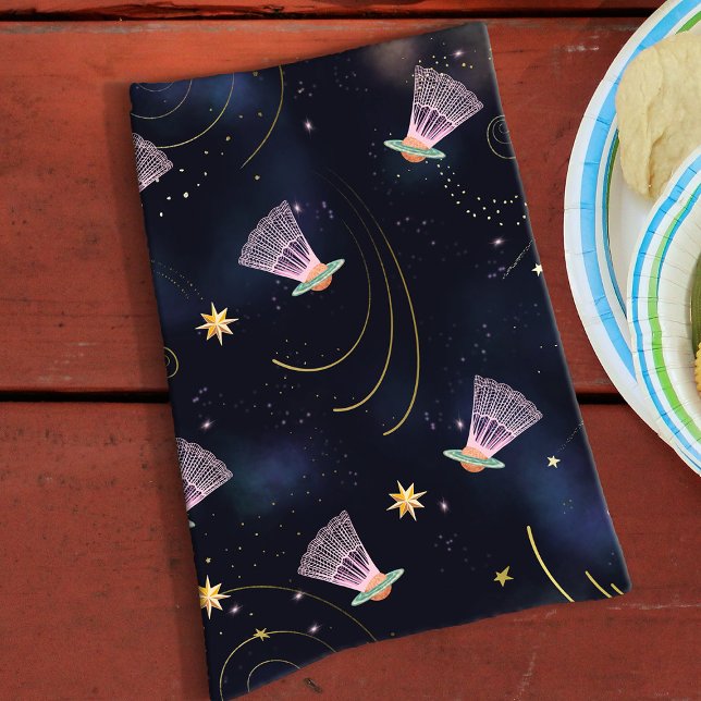 Badminton Player Shuttlecock Space Shuttle Summer Tea Towel (Cool space badminton shuttlecock kitchy kitchen towel for BBQ games and backyard Summer fun)