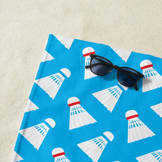 Badminton Player Shuttlecocks Patterned Beach Towel (In Situ)