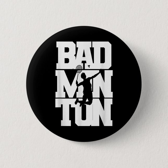 Badminton Player Smashing Shuttle Birdie Badminton 6 Cm Round Badge (Front)